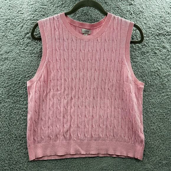 J. Crew Women's Large Pink Knit Vest‎ School Girl Preppy Crew Neck Casual - Picture 1 of 6
